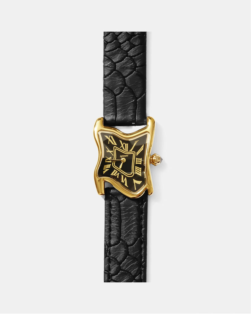 Square Melting Watch Small Gold Black Dial Edition